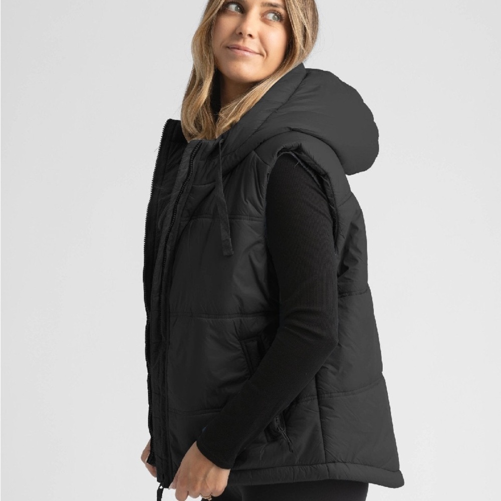 LIV Outdoors Black Puffer Vest with Hood